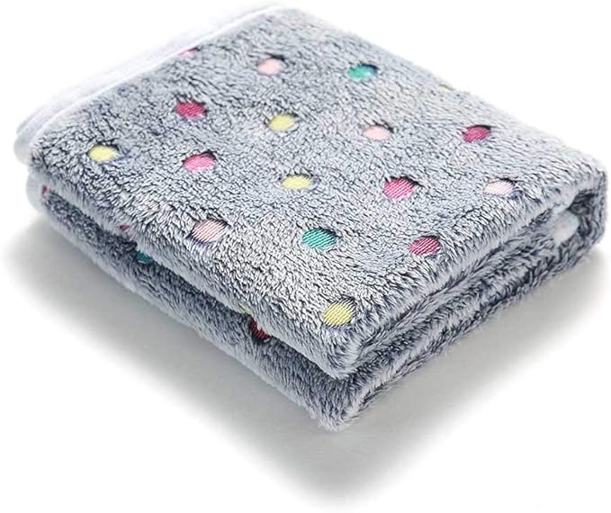 1 Pack 3 Blankets Super Soft Cute Dot Pattern Pet Blanket Flannel Throw for Dog Puppy Cat Blue/Purple/Grey Small