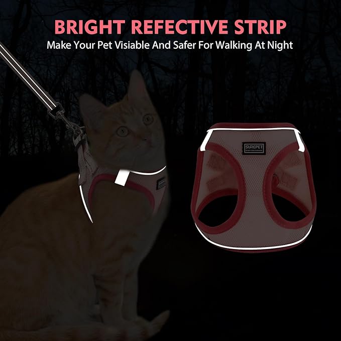 Cat Harness and Leash Set, Soft and Breathable Vest with Reflective Strip, Escape Proof Kitten Harness, Easy to Wear for Cats Walking and Traveling (Blue, M)