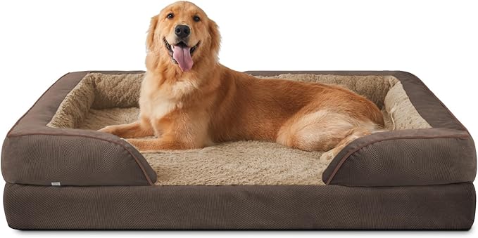 INVENHO Orthopedic Dog Beds Large Sized, XL Egg-Crate Foam Dog Couch with Washable Removable Cover, Waterproof Lining and Nonskid Bottom