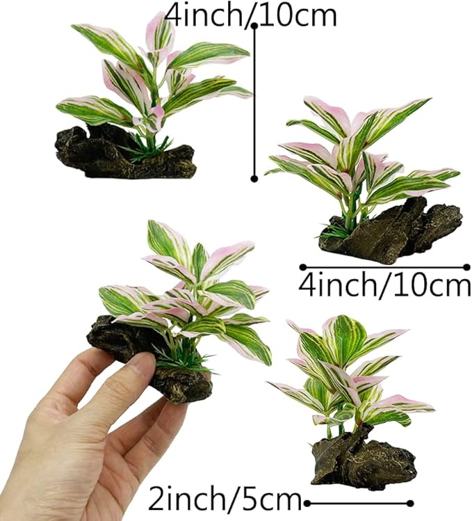 Smoothedo-Pets Fish Tank Decorations Aquarium Decor Ornaments Betta Pink Leaf pad Hammock Artifical Driftwood Goldfish Bowl Accessories (Light Pink Set)