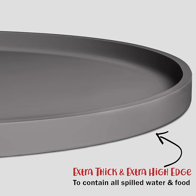 DogBuddy Dog Food Mat - Waterproof Dog Bowl Mat, Silicone Pet Mat for Food and Water Bowls, Nonslip Pet Feeding Mat with Edges, Dogs Food Mats for Floors, Puppy Supplies (XXL: 32" x 19", Gray)