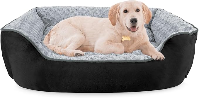 JOEJOY Rectangle Dog Bed for Large Medium Small Dogs - Washable Orthopedic Sofa Bed, Soft Breathable Puppy & Pet Cuddler, Durable Calming Dog Bed with Anti-Slip Bottom, Multiple Sizes, Black