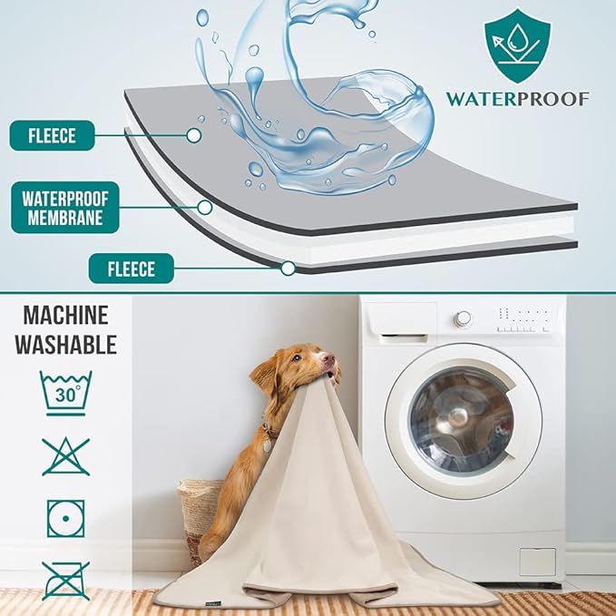 PetAmi Waterproof Dog Blanket for Medium Large Pets Dogs Cats, Pet Couch Cover Protector for Furniture, Reversible Washable Soft Fleece Cat Blanket for Bed Couch Sofa, 40x60 (Taupe/Beige)