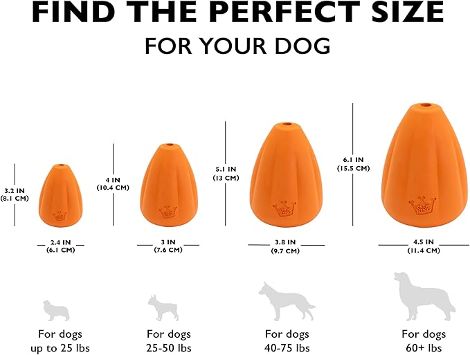 Chew King by Mammoth Premium Treat Dog Toy, Extremely Durable Natural Rubber Toy, Bacon Flavored Dog Treater, Medium - Orange