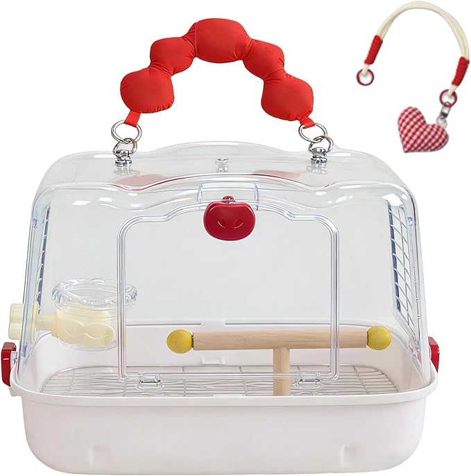 Bird Travel Carrier, Transparent Bird Carry Bag, Lightweight Sturdy Travel Tote, Breathable Mesh Design Feature, Comfortable Secure Strap Function, Avian Transport Accessory, Parakeet Cockatiel Use