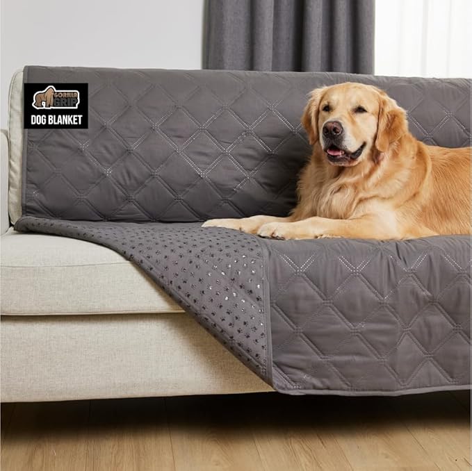 GORILLA GRIP Waterproof Couch Cover for Dogs, Gripped Slip Resistant Backing, Leak Proof Washable Dog Blanket Covers Sofa, Bed, Sectional, Crate, Car, RV Seats, Pet Puppy Essentials, 50x40 Charcoal