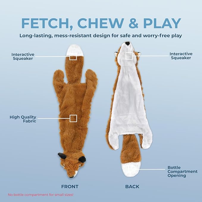 Best Pet Supplies Squeaky Dog Toys with Soft Durable Fabric for Small, Medium and Large Pets Interactive Toy for Indoor Play, Supports Active Biting and Play - Fox, Medium