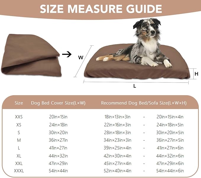 Dog Bed Cover Waterproof Replacement Machine Washable Covers for Dog Bed Heavy Duty Scratch Resistant Mattress Protector Pet Bed 30x20 Inch Brown Cover Only
