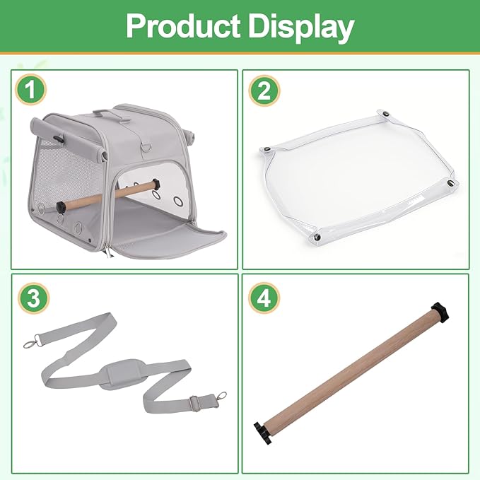 Portable Small Bird Travel Cage Carrier, Parrot Parakeet Cockatiels Bird Travel Cage, Lightweight Travel Bird Cage with Stand and Easy Clean Tray
