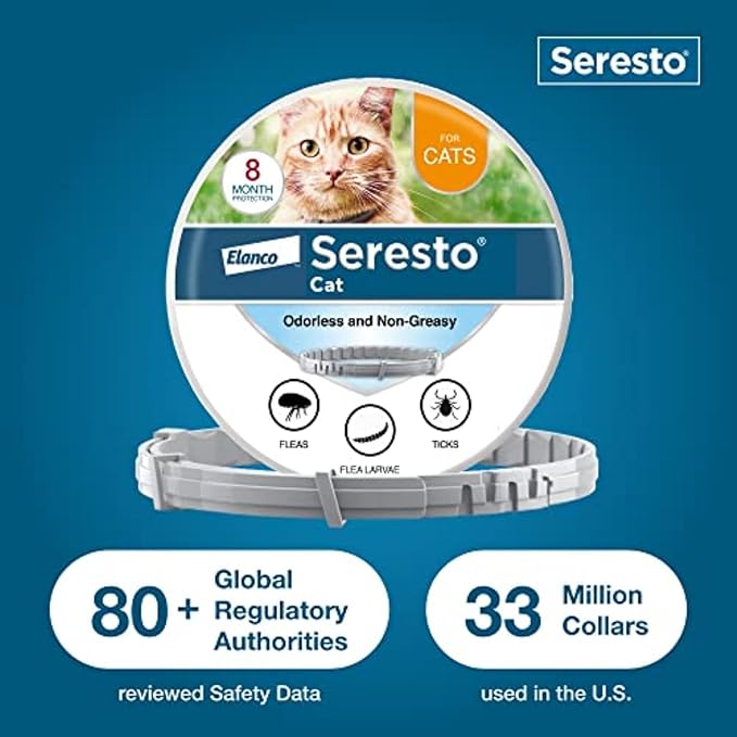 Seresto Cat Vet-Recommended Flea & Tick Treatment & Prevention Collar for Cats, 8 Months Protection | (Pack of 2)