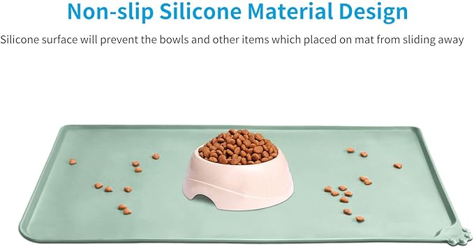 AUDWUD Silicone Waterproof Pet Feeding Mats,Anti Slip Bowl Pad,Dog Mat for Food and Water
