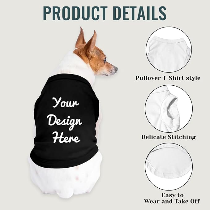 Personalized Dog Shirt Design Your Own Add Photo Text Logo Name Summer Breathable Dogs T-Shirt Clothes for Small Medium Large Pet, XS