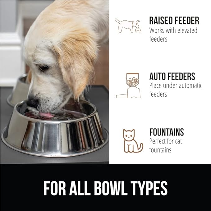 GORILLA GRIP 100% Waterproof Raised Edge BPA Free Silicone Pet Feeding Mat, Dog Cat Food Mats Contain Spills Protects Floors, Placemats for Cats and Dogs Water Bowl, Pets Accessories 23x15 Charcoal