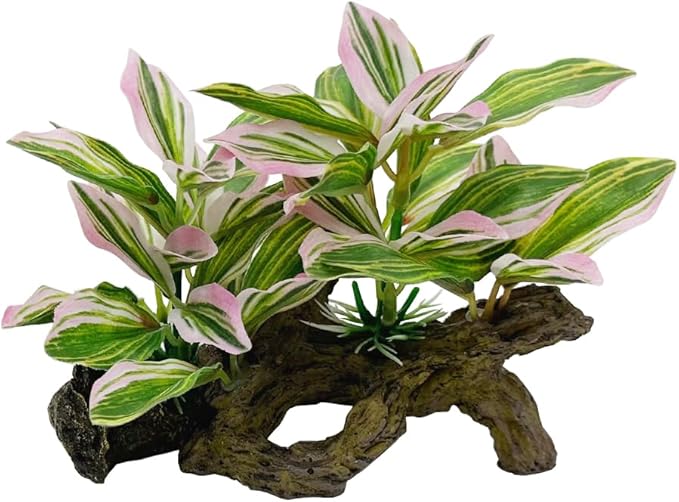 Smoothedo-Pets Fish Tank Decorations Aquarium Decor Ornaments Betta Pink Leaf pad Hammock Artifical Driftwood Goldfish Bowl Accessories (Light Pink Set)