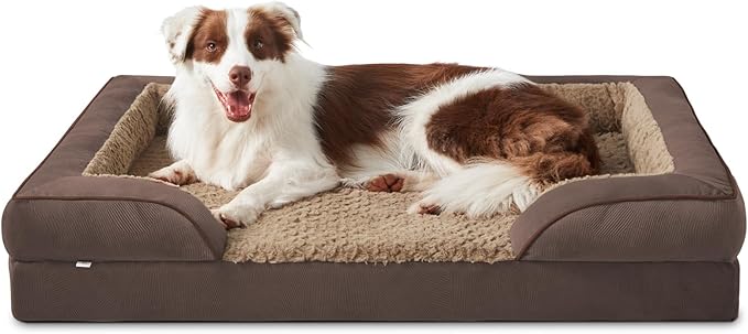 INVENHO Orthopedic Dog Bed for Large Dogs, Washable Waterproof, Egg-Crate Foam Dog Couch Bed with Washable Removable Cover, Waterproof Lining and Nonskid Bottom