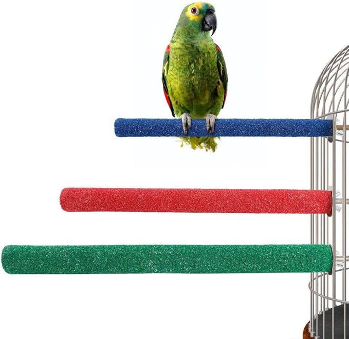 10 Pcs Parrot Perch Stand Bird Perch Stand Toy Colorful Paw Grinding Stick Cage Wooden Parakeet Perch Accessories for Cockatiels
