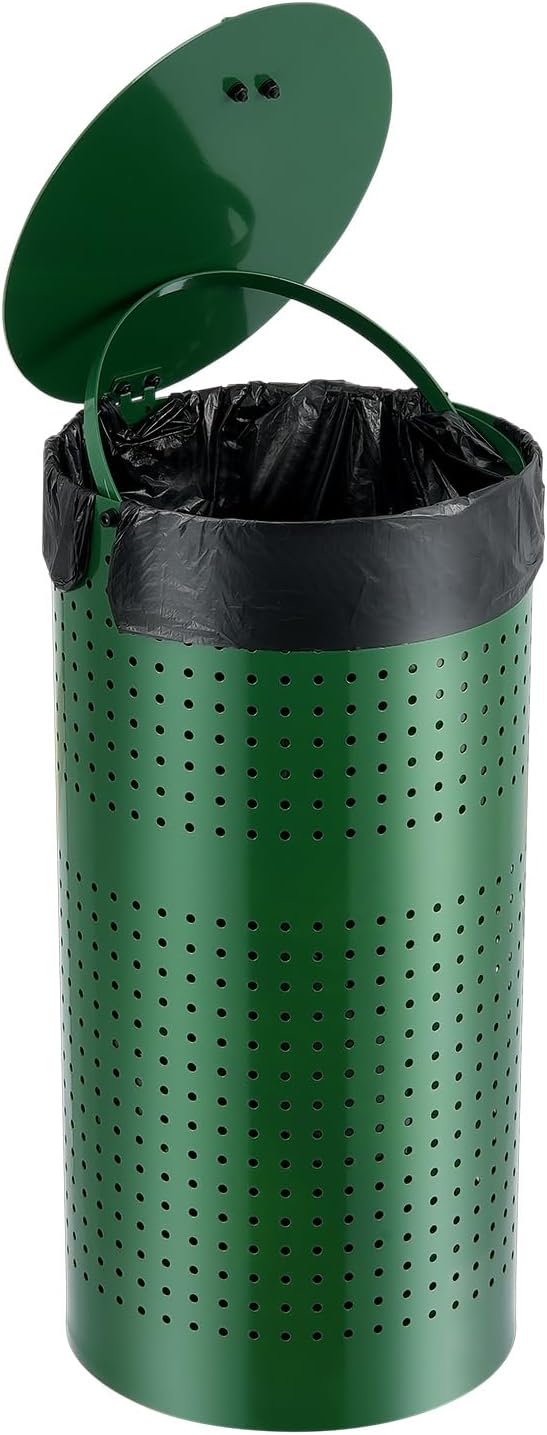 VEVOR Dog Poop Trash Can With 50 Liner Bags, 11.5 Gallons Outdoor Waste Bin With Lid & Liner Clip for Pet Waste Station, Disposal Container for Garden Backyard Park