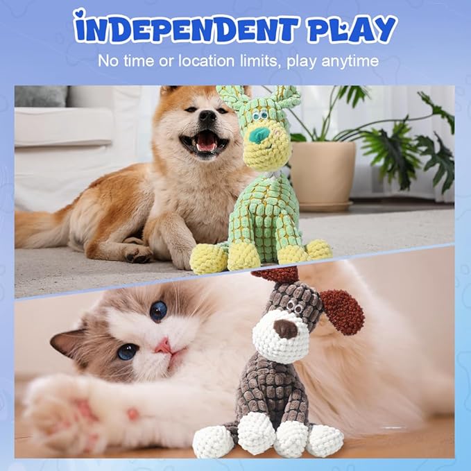 2025 New Dog Toys, Indestructible Plush Dog Toy, Dogs Toys for Aggressive Chewers, Dogs Squeaky Chew Toy for Indoor Pups Teething (Orange 1pcs)