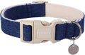 DOGWONG Cotton Hemp Dog Collar, Heavy-Duty Blue Dog Collar Adjustable Soft Natural Fabric Cute Wedding Puppy Necklace for Small Medium Large Dogs