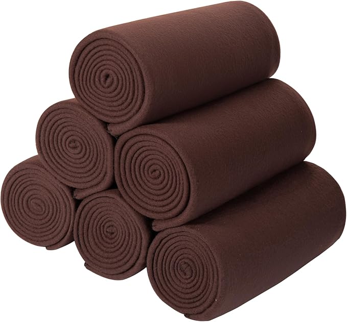 Fleece Throw Blankets Bulk Fleece Blankets Solid Wholesale Lightweight Warm Soft for Pet Bed Sofa Couch Office Wedding Gifts Travel Seasons 50x60 Inches Pack of 6 Chocolate Brown