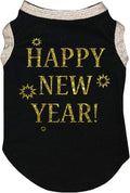 Petitebella Bling Happy New Year Puppy Dog Shirt (Black/Gold, XX-Large)