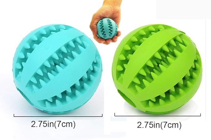 Sunglow 2 Pack Dog Toy Ball - Nontoxic Bite Resistant Teething Toys for Small/Medium/Large Dog and Puppy Cat, Dog Pet Food Treat Feeder Chew Tooth Cleaning Exercise Game IQ Training