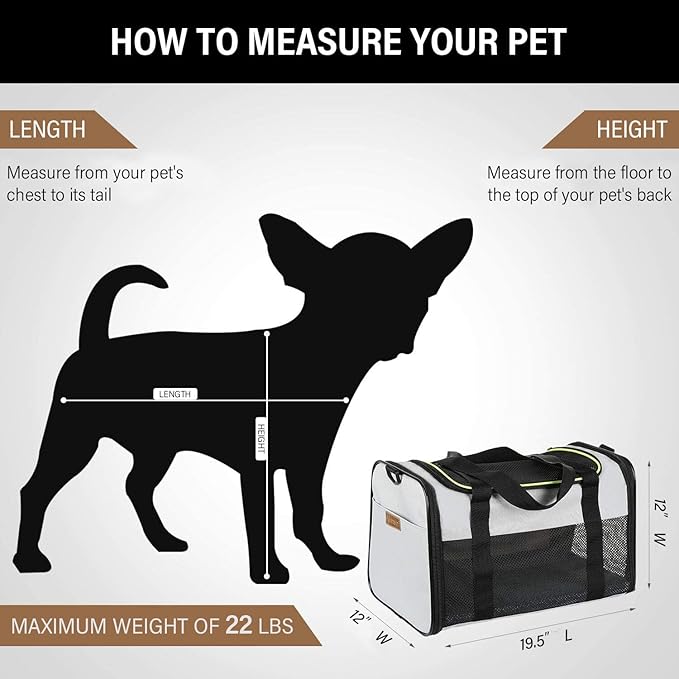 Cat Carrier - Portable Foldable Dog Pet Carrier, Soft-Sided Pet Bag up to 28 Lbs, Airline Approved Travel Puppy Carrier