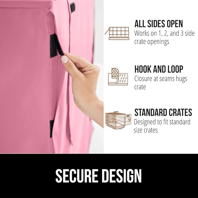GORILLA GRIP Dog Crate Covers Compatible with Amazon Basics Dog Crates, All Sides Open, Privacy Cover Fits 36" Wire Kennel, Breathable Mesh Windows, Light Reducing Puppy Training Cage Topper, Pink