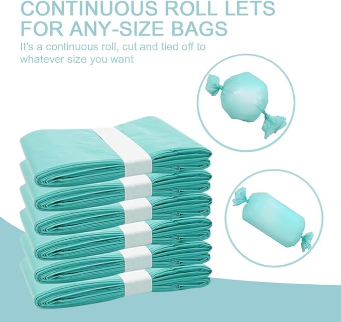 Cat Litter Pail Liner Refills Bags Compatible with Litter Champ Litter Pail, Lightly Scented, Green, 6 Count