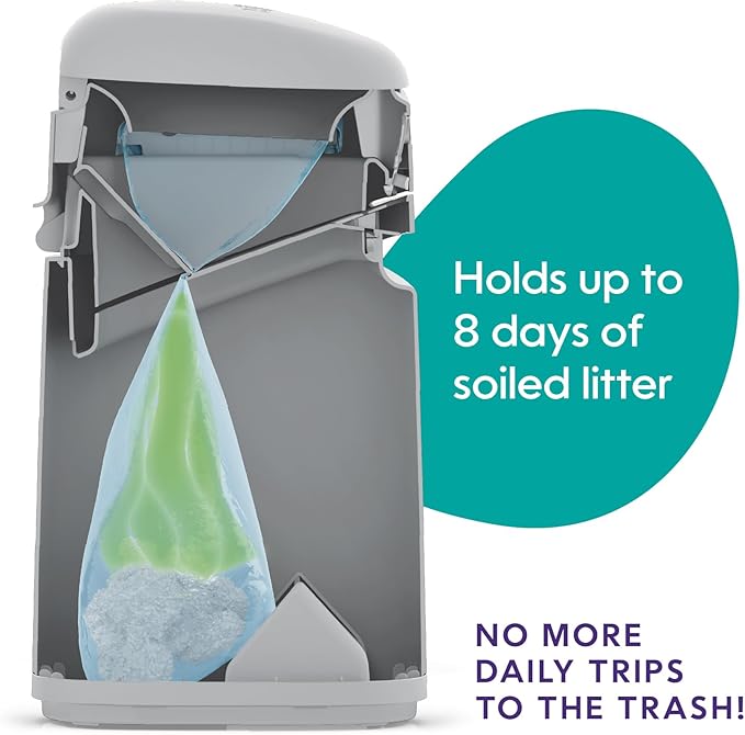 Bundle of Litter Genie Easy Roll Pail | Cat Litter Box Waste Disposal System for Odor Control with 1 Starter Refill (24 Bags) + Litter Genie Easy Roll Refill (24 Bags)