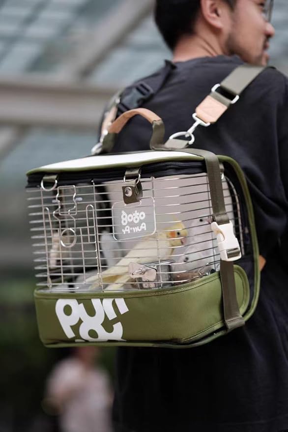 Bird Carrier Travel Cage 12in Small Bird Cage 4 in 1 Bird Backpack with Perch Parakeet Cage Durable Stainless Steel Frame Breathable & Portable, for Green Cheek, Cockatiel, Parrot