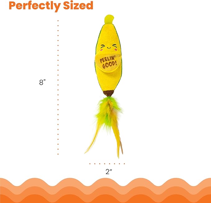 Catstages Peelin' Good Banana Kicker Dental Catnip Toy, Yellow
