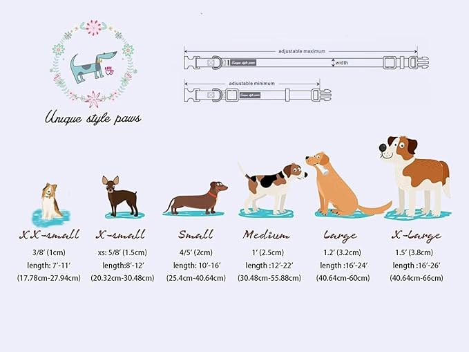 Unique style paws Dog Collar Metal Buckle Red Rose Collar Flower Gift Durable Cute Collar for Small Medium Large Boys Girls Dogs
