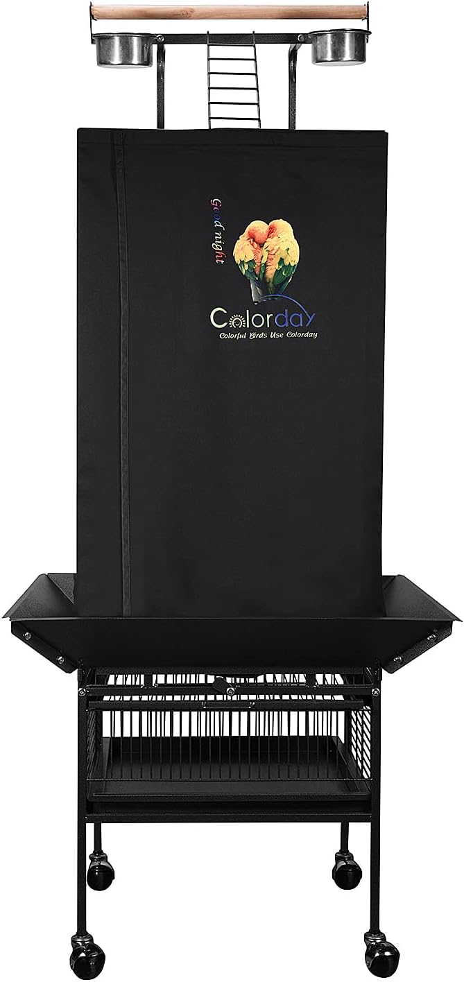 Colorday Good Night Bird Cage Cover for Large Bird Cage with Play Top (Patented), Black 61"