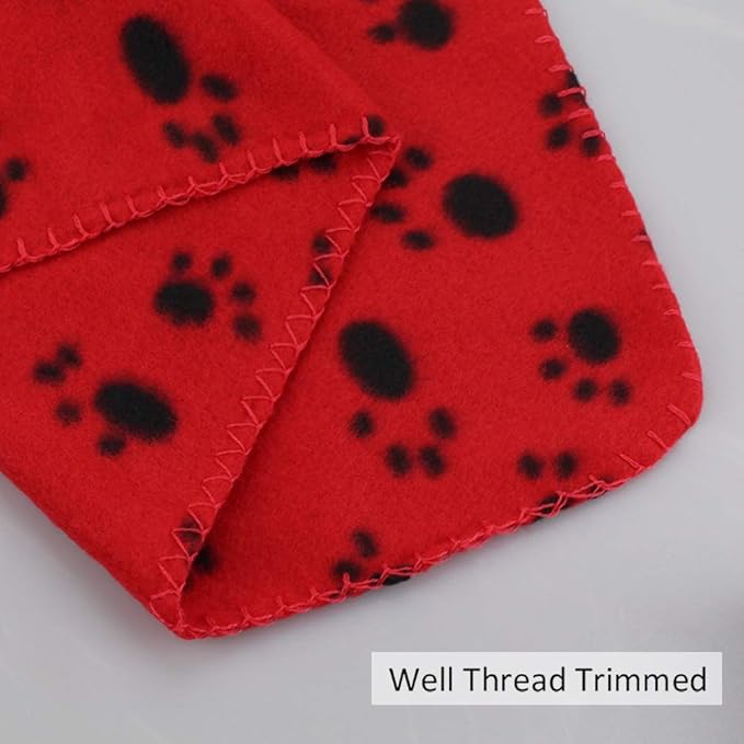 Comsmart Dog Blankets for Small Dogs, 6 Pack Puppy Blanket Cute Paw Print Pet Blanket for Dog, Puppy, Cat, Kitten, 39x31 inches, Red