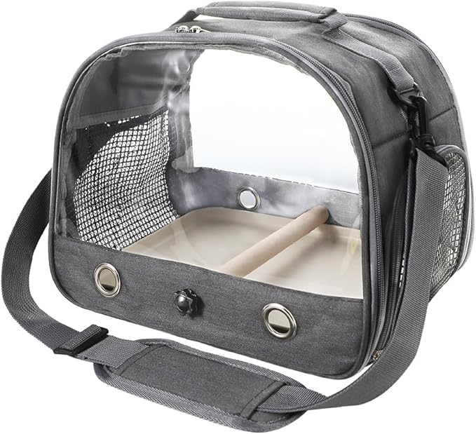 Bird Travel Carrier Portable Parrot Carry Transport Bag with Stand Perch and Tray Breathable Travel Cage for Cockatiel Parakeet Small Bird