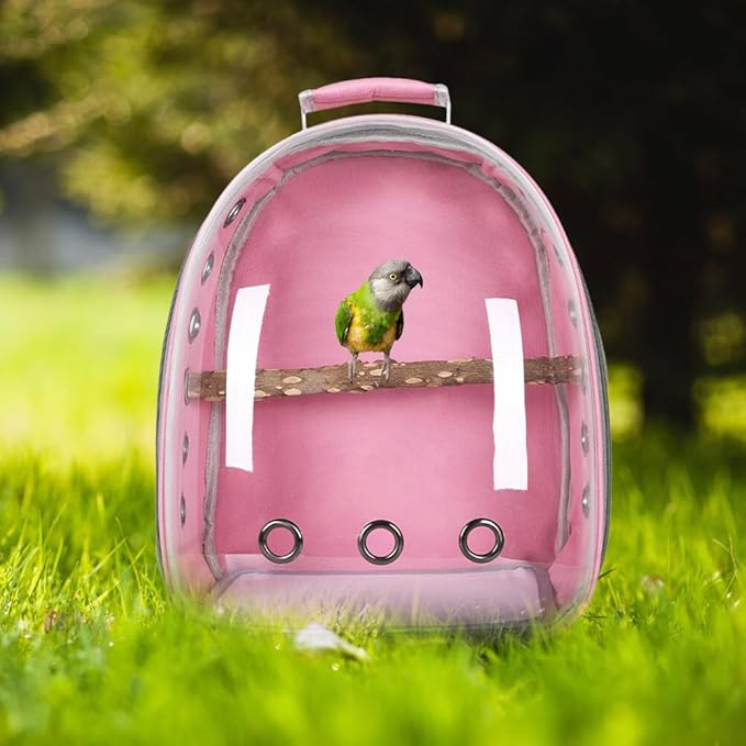 Bird Carrier Backpack, Bird Travel Carrier with Standing Perch, Lightweight Breathable Parrot Cage for Small Birds, Green Cheek, Cockatiel, Parrot