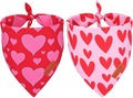 PTDECOR Valentine Dog Bandana, Reversible Valentine Pet Scarf, Multi Size, Red Heart Bandanas for Large X-Large Dogs (X-Large)