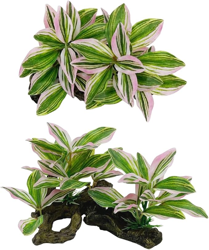Smoothedo-Pets Fish Tank Decorations Aquarium Decor Ornaments Betta Pink Leaf pad Hammock Artifical Driftwood Goldfish Bowl Accessories (Light Pink Set)
