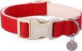 DOGWONG Cotton Hemp Dog Collar, Heavy-Duty Red Dog Collar Adjustable Soft Natural Fabric Pet Dog Collar Cute Wedding Puppy Necklace for Small Medium Large Dogs