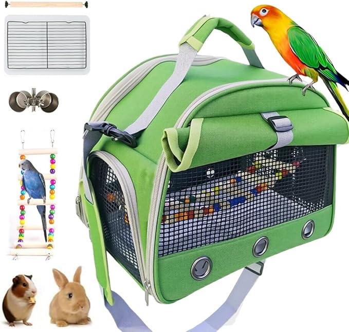 Bird Carrier Travel Cage with Perch, Food Bowl,Pet Backpack,Parrot Carrier,Small Animal Car Bag,Bird Cages for Parakeets, Ideal for Small Animals & Puppies