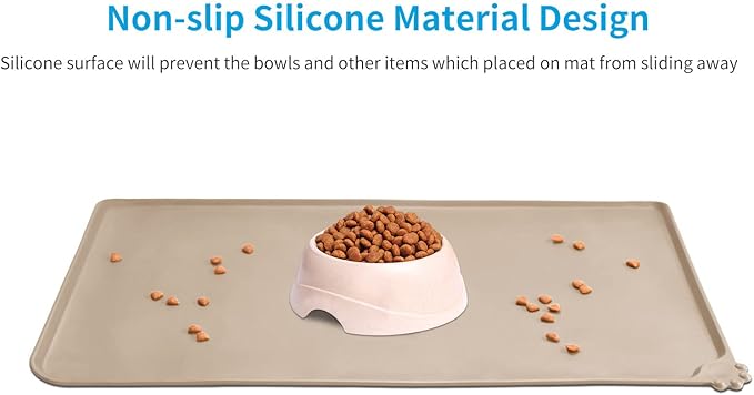 AUDWUD Silicone Waterproof Pet Feeding Mats,Anti Slip Bowl Pad, Dog Mat for Food and Water