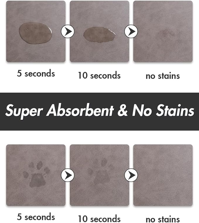 MontVoo-Absorbent Pet Feeding Mat-No Stains Pet Mat for Food and Water Bowl-Quick Dry Cat & Dog Food Mat Water Dispenser Mat-Pet Supplies Mat-Dog Water Bowl Mat for Messy Drinker,（Brown,16"x24"）