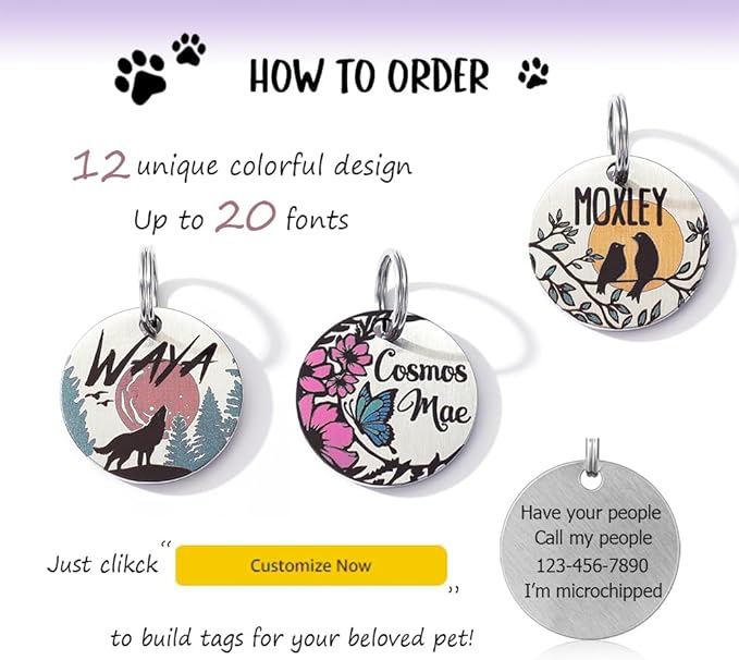 Colorful Dog Tags Personalized, Engraved Dog Tags with Colored Printing for Pets, Dog Name tag with deep Engraving, Custom pet ID Tags, Customizable cat Collar Holder tag (Meteor)