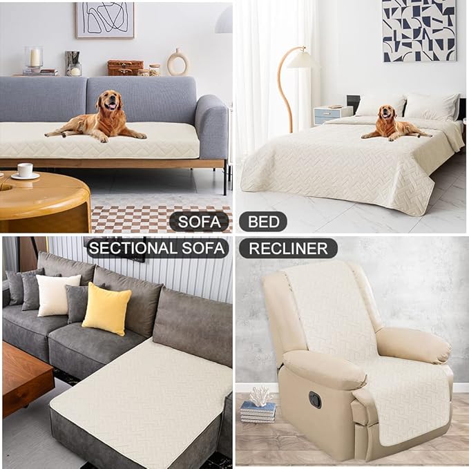 fuguitex Waterproof Dog Bed Cover Couch Cover, Anti-Slip Cat Mat Pet Pad Blanket for Sofa Chair Recliner Furniture Protrctor