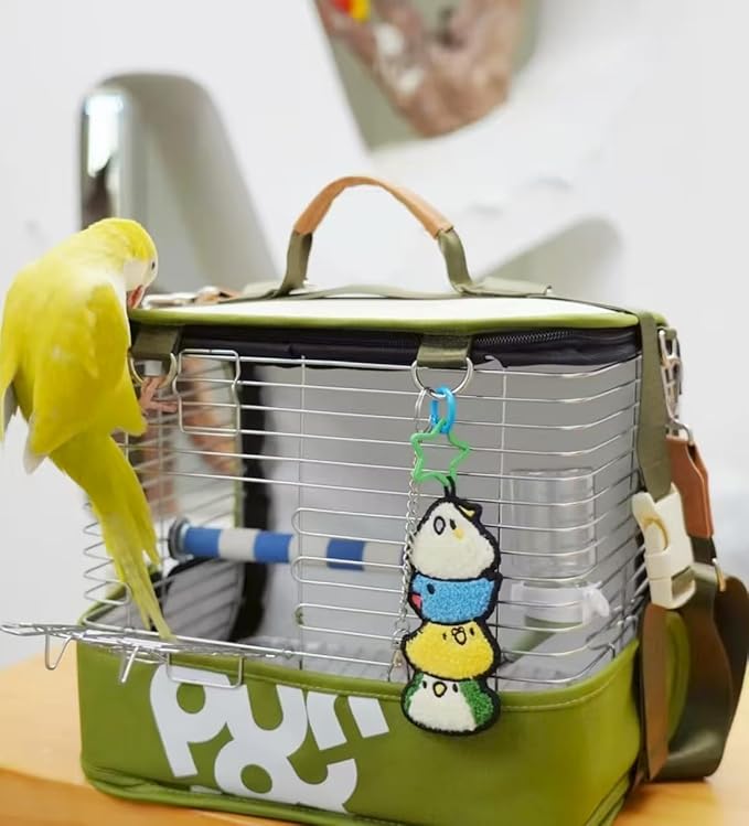 Bird Carrier Travel Cage 12in Small Bird Cage 4 in 1 Bird Backpack with Perch Parakeet Cage Durable Stainless Steel Frame Breathable & Portable, for Green Cheek, Cockatiel, Parrot