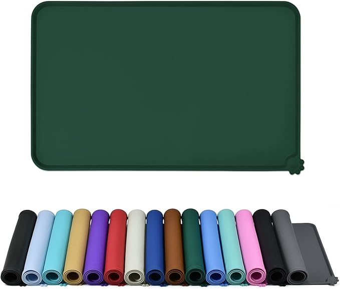 Waterproof Pet Feeding Mat with High Raised Edges, Heavier and Thicker Placemats for Cat Dog Water Bowl with BPA Free, Dogs Cats Food Mats for Messy Drinkers to Prevent Spill and Protect Floors