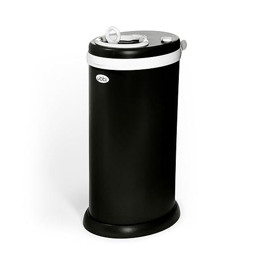Ubbi Steel Diaper Pail, Odor Locking, No Special Bag Required, Award-Winning, Registry Must-Have, Matte Black