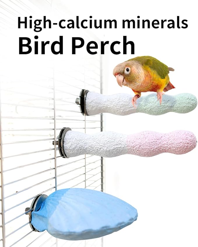 Parrot Perch Bird Perches for Cage Parrot Beak Grinding Stone Rough Surface High Calcium Mineral Colorful Cement Perch Bird Cage Accessories (Purple, Coral)