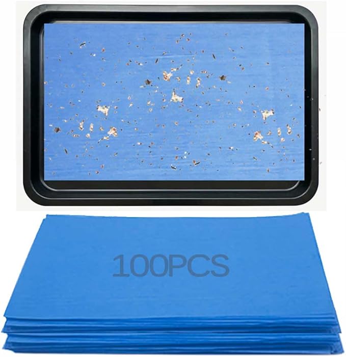Firdnyohs 100 Pcs Bird Cage Liner Papers 11X17in Blue Cage Paper Liners Disposable Cage Paper Liners Thicken Precut Absorbent Cushion Pad Mat Accessories for Pet Bird Parrot(Blue)